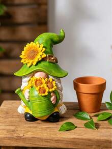 1 pieza Decoración de jardín para ancianos con girasol de resina, escultura enana de resina, adecuada para Navidad, Halloween, Acción de Gracias, Día de San Valentín y otras festividades, también aplicable para jardín, patio, restaurante, estantería, sala de estar, entrada y otros espacios - Multicolor - Ver 5