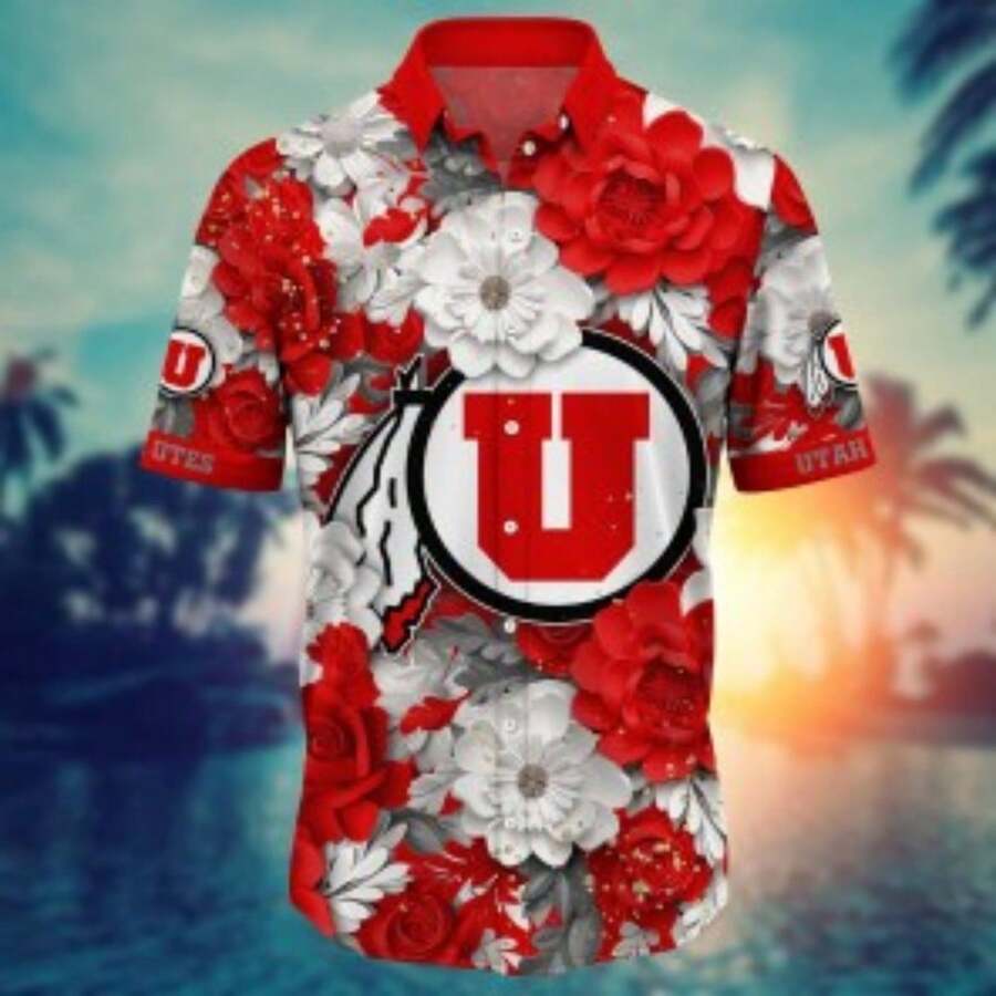 Utah Utes Flower Hawaii Shirt For Fans Ver 12 - Multicolor - View 1