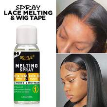 GOIPLE Lace Melting Spray & Invisible Tape Set, Extra Hold Residue-Free Spray With Vitamin E & Sweet Melon, 1/4"*5" Double-Sided Sweatproof Skin-Friendly Strips, Secure Hold For Lace Front Wigs Toupees Hair Extensions Daily Styling, Wig Application - 37pcs-A - 查看 2