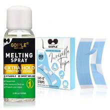 GOIPLE Lace Melting Spray & Invisible Tape Set, Extra Hold Residue-Free Spray With Vitamin E & Sweet Melon, 1/4"*5" Double-Sided Sweatproof Skin-Friendly Strips, Secure Hold For Lace Front Wigs Toupees Hair Extensions Daily Styling, Wig Application - 37pcs-A - 查看 12