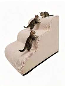 米色宠物攀爬梯，底部防滑，柔软耐磨，可拆卸清洗，非常适合受伤或年老的狗狗以及关节疼痛的宠物。 - 米色 - 查看 5