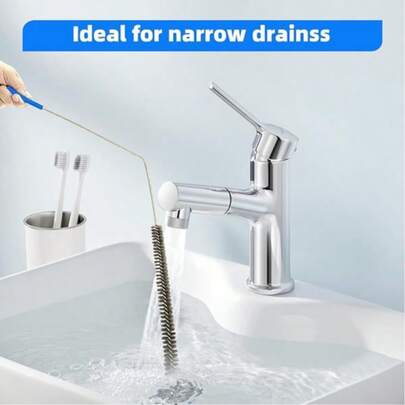 Bàn chải thông cống cán dài, bàn chải làm sạch ống cống bồn rửa, dụng cụ thông cống nhà bếp