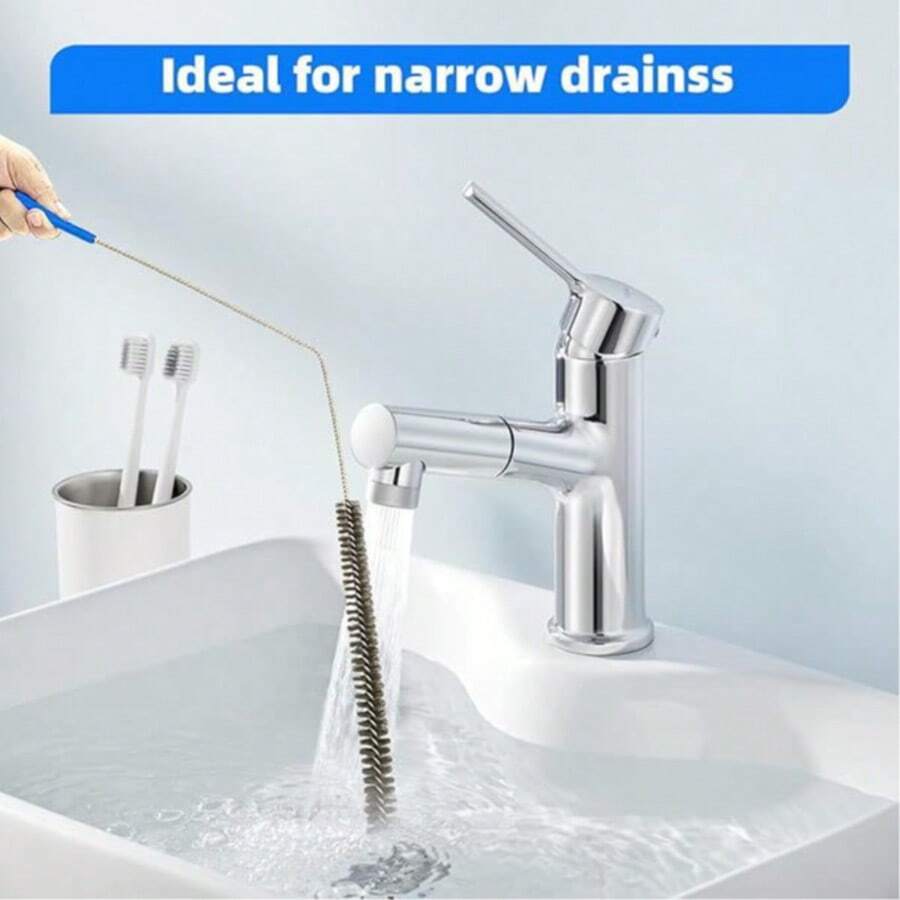 Bàn chải thông cống cán dài, bàn chải làm sạch ống cống bồn rửa, dụng cụ thông cống nhà bếp - Phong cách ngẫu nhiên - Xem 1
