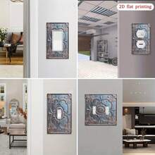 1pc 2D Floral Ornate Border Design Printed Light Switch Plate Cover, Decorative Wall Outlet Switch Plate Cover, For Bathroom Kitchen, 2D Flat - C - View 4