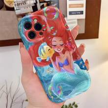 Red-Haired Mermaid With Fish Friends Surrounded By Bubbles Phone Case, Durable Protective Case, Suitable For  6, 7, 8, X, XR, XS, XS Max,  11, 12, 13, 14, 15, 16, 16 Plus, 17, 17 Pro, 17 Pro Max, Etc. Perfect As A New Year Gift, Valentine's Day Gift, Birthday Gift, Halloween And Christmas Gift, Thanksgiving And Easter Holiday Gift. - Trộn màu 1 - Xem 2