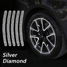 5pcs Universal Diamond Wheel Hub Warning Stickers, Shiny Rhinestone Design, Clear Warning Stripes, Suitable For Cars, Motorcycles, Tricycles, Bicycles, Beautify Vehicle While Ensuring Travel Safety - 5PC Diamond-encrusted Wheel Stickers - View 1