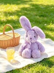1pc 13.78 Inch/35cm Cute Lavender Plush Rabbit Doll, Soft Fluffy Stuffed Bunny Doll With Elegant Bow, Adorable Plush Doll, Ideal For Children Girls Easter Birthday Christmas Valentine's Day Gift, Cozy Home Decor For Bedroom Living Room Nursery, Comfortable Companion For Sleep And Rest - Mauve Purple - View 6