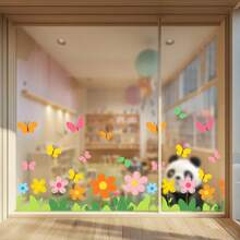 1pc Spring/Summer Floral Glass Sticker, Ins Style Kitchen Door Flower Decal, Bathroom Door Wall Paper, Living Room Baseboard Sticker, Bedroom Floral Decorative Painting, Suitable For Various Decoration Styles - 1PC - Flower - View 3