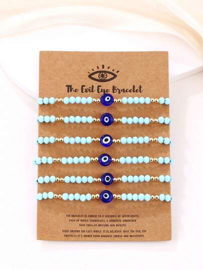 Women's Bohemian Style 7-Knot Blue Eye Bracelet, Evil Eye Beaded Bracelet, Niche Accessories