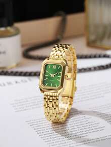 1件女士时尚石英表，简约方形表盘，高品质镀金表壳，适合作为生日、周年纪念日、母亲节礼物，也是圣诞节/情人节/生日/母亲节/周年纪念日的完美礼物。 - 彩色 - 查看 8