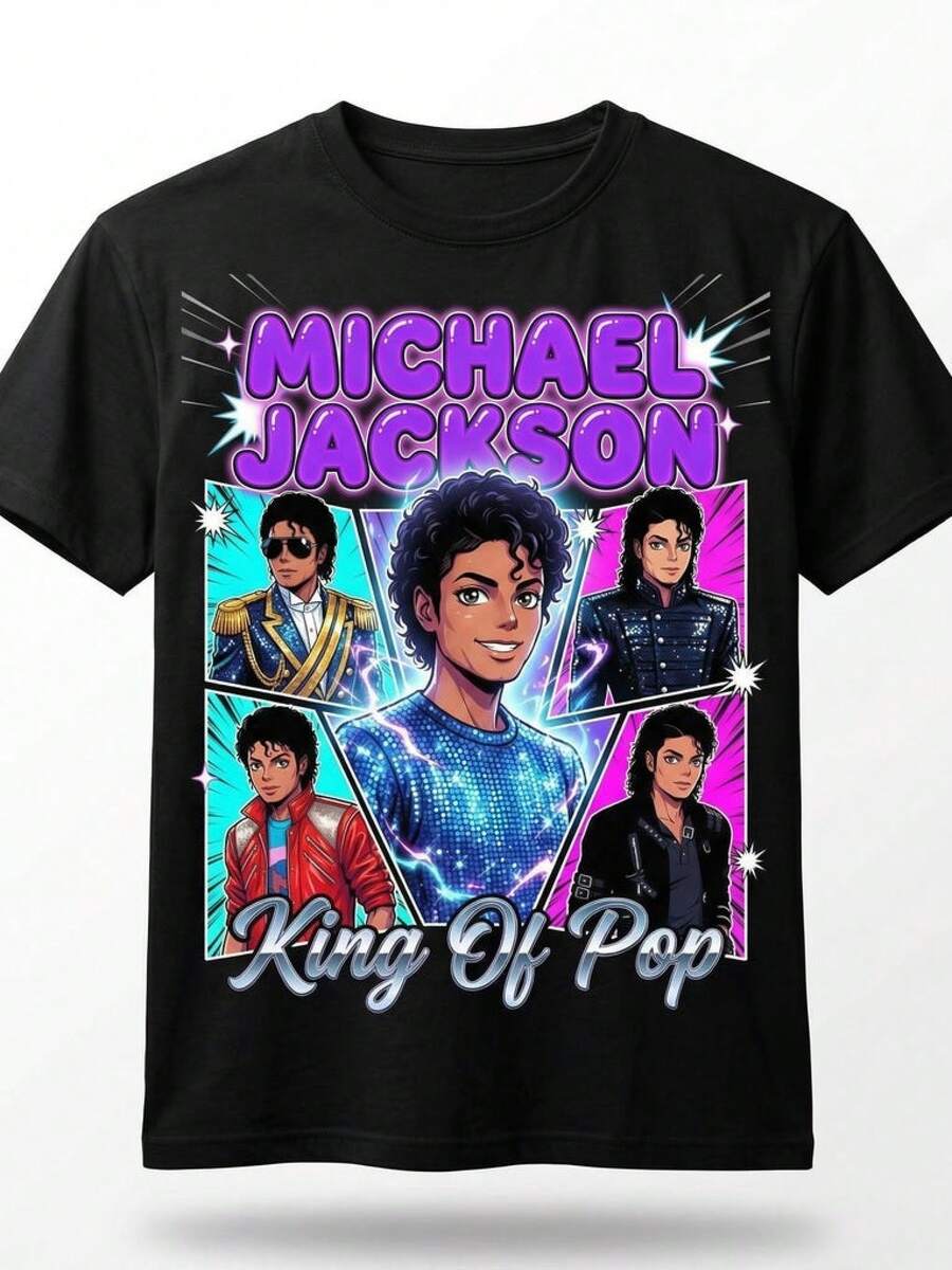Anime Shirt King Of Pop Eras Tee Retro 80s Neon Comic Gift - 黑色 - 查看 1