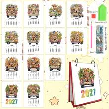 1 pièce Calendrier de bureau mensuel 2027 Vache des Highlands, peinture de diamant animale mignonne Série de motifs de vacances, calendrier de bureau, calendrier de bureau, décoration de bureau et de salle de séjour, décoration de vacances, cadeau pour petite amie, cadeau réfléchi, cadeau parfait, cadeau de nouvel an, cadeau de Noël, mini-calendrier de peinture de diamant - Ensembles - Voir 6