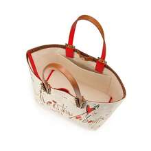 Ponsaki Graffiti Print Canvas Tote Bag With Rivet Leather Handle, Contrast Lining, Large Capacity Shopping Bag - White - View 2