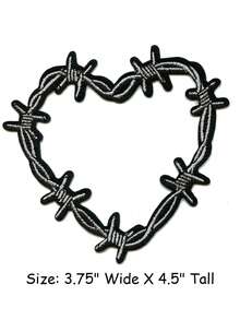 1件/2件/3件/4件 刺絲網心形補丁 Emo 暗黑愛心刺繡燙貼 - 彩色 - 查看 3