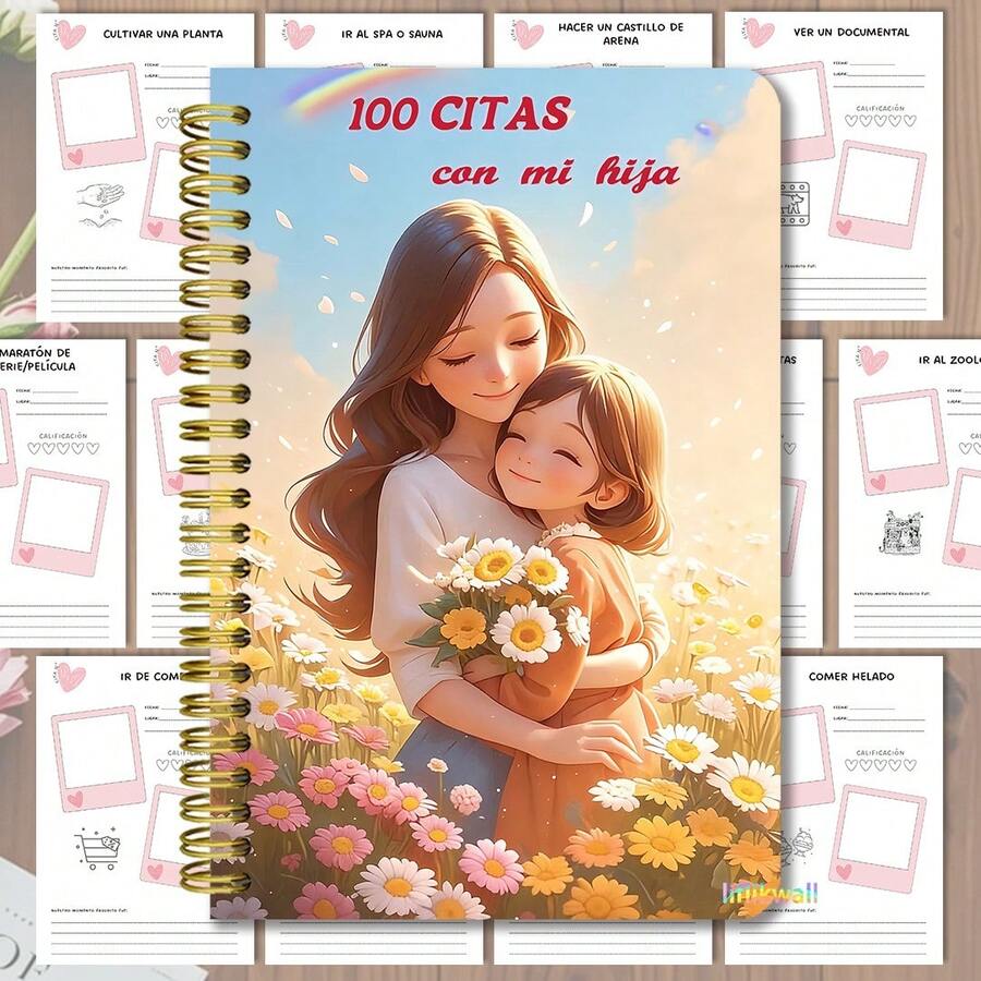 Manual de 100 planes de citas | Español, 5.5X8.3 pulgadas, diseñado específicamente para interacciones madre-hija, documentando momentos íntimos pasados juntas - A - Ver 1