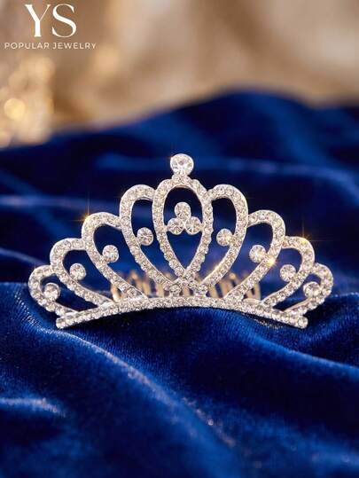 1 Stück moderner, funkelnder, vollständig mit Strass besetzter, eleganter und glänzender Haarclip in Kronenform, geeignet als Geschenk für Freunde und Familie für Partys, Feste und den täglichen Gebrauch
