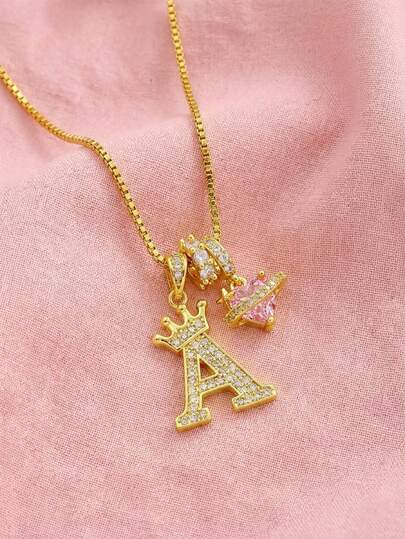 1 chiếc mặt dây chuyền hình trái tim và chữ cái kiểu Y2K sang trọng đính đá Cubic Zirconia, dây chuyền thép không gỉ, thích hợp làm quà tặng cho bạn gái, mẹ, gia đình, bạn bè, các cô gái, nhân dịp kỷ niệm, Ngày Valentine, sinh nhật, tốt nghiệp, dạ hội, Ngày của Mẹ, Giáng sinh.