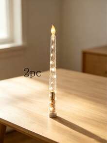 2 piezas Vela electrónica con forma de diamante multicolor LED, vela sin llama ni humo de larga duración, luz de ambiente a batería, adecuada para decoración del hogar, Navidad, boda, fiesta de cumpleaños - Multicolor - Ver 10