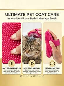 1 pieza/Cepillo para aseo y baño de mascotas con cerdas de silicona suaves - Uso en seco y húmedo, herramienta de masaje y eliminación de pelo muerto para perros y gatos/La herramienta de baño relajante definitiva para mascotas - Cerdas cónicas de silicona suave para una experiencia de aseo y baño sin dolor - Ver 9