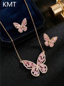 一套中东时尚新款精致蝴蝶锆石女士时尚首饰套装，适合日常派对佩戴 - 項鍊套裝 - 查看 1