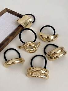 7/6/5/1 Piece Set Metal Simple Cold Style Personalized Hair Tie - Multicolor - View 1