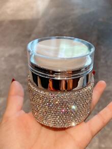 1pc 50ml Vacuum Pump Cream Bottle, Highly Attractive Shiny Artificial Rhinestone Emulsion Cream Dispenser, Travel Portable, Suitable For Liquid Creative Cosmetic Gift - View 2