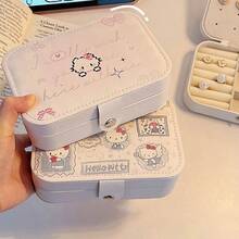 Hộp đựng trang sức cao cấp, tinh tế, dung tích lớn, dễ mang theo của SANRIO, dùng để đựng bông tai, dây chuyền, nhẫn, mẫu mới năm 2026, hộp trang sức dễ thương dành cho phụ nữ. - Nhiều màu - Xem 4