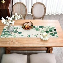 1件北欧风桉树叶图案桌旗，长方形装饰，适用于餐桌、咖啡桌、餐边柜、电视柜、梳妆台、床头柜，以及婚礼、下午茶、生日派对、节日聚会等各种场合，四季皆宜。 - 彩色 - 查看 8