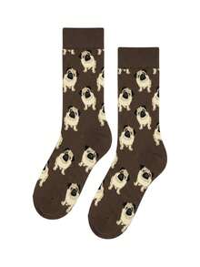 Cute Pug Print Mid-Calf Socks, Unisex Fashion Funny Socks, Interesting Dog Pattern Design, Sweet Gift For Dog Lovers - Multicolor - View 4