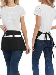 1/2 Pcs Unisex Chef Hat & Kitchen Apron Set, Machine Washable Catering Uniform With 3 Pockets, Reusable Work Clothes For Servers In Kitchen, Hotel, Restaurant, Coffee Shop & Flower Shop - Multicolor - View 10