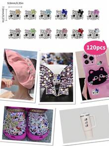 12pcs/Set Sanrio Hello Kitty Cartoon Nail Art Decoration Kit, 12 Assorted Alloy Bow Series Hello Kitty Design Nail Jewelry DIY Mini Rhinestone Flat Decals - Multicolor - View 8