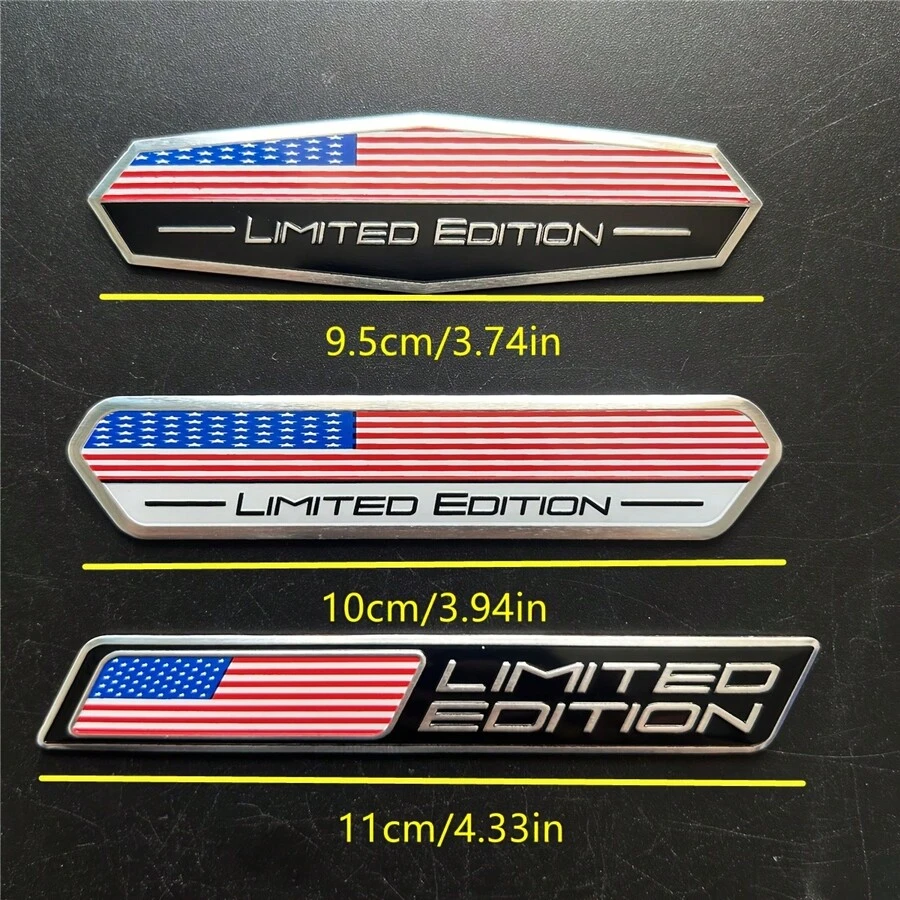 Aluminum Alloy Car Sticker In US Colors, Limited Edition, Suitable, Trucks, Motorcycles, SUVs, Hood, Trunk, Fenders, Side, And Body Decoration Accessories