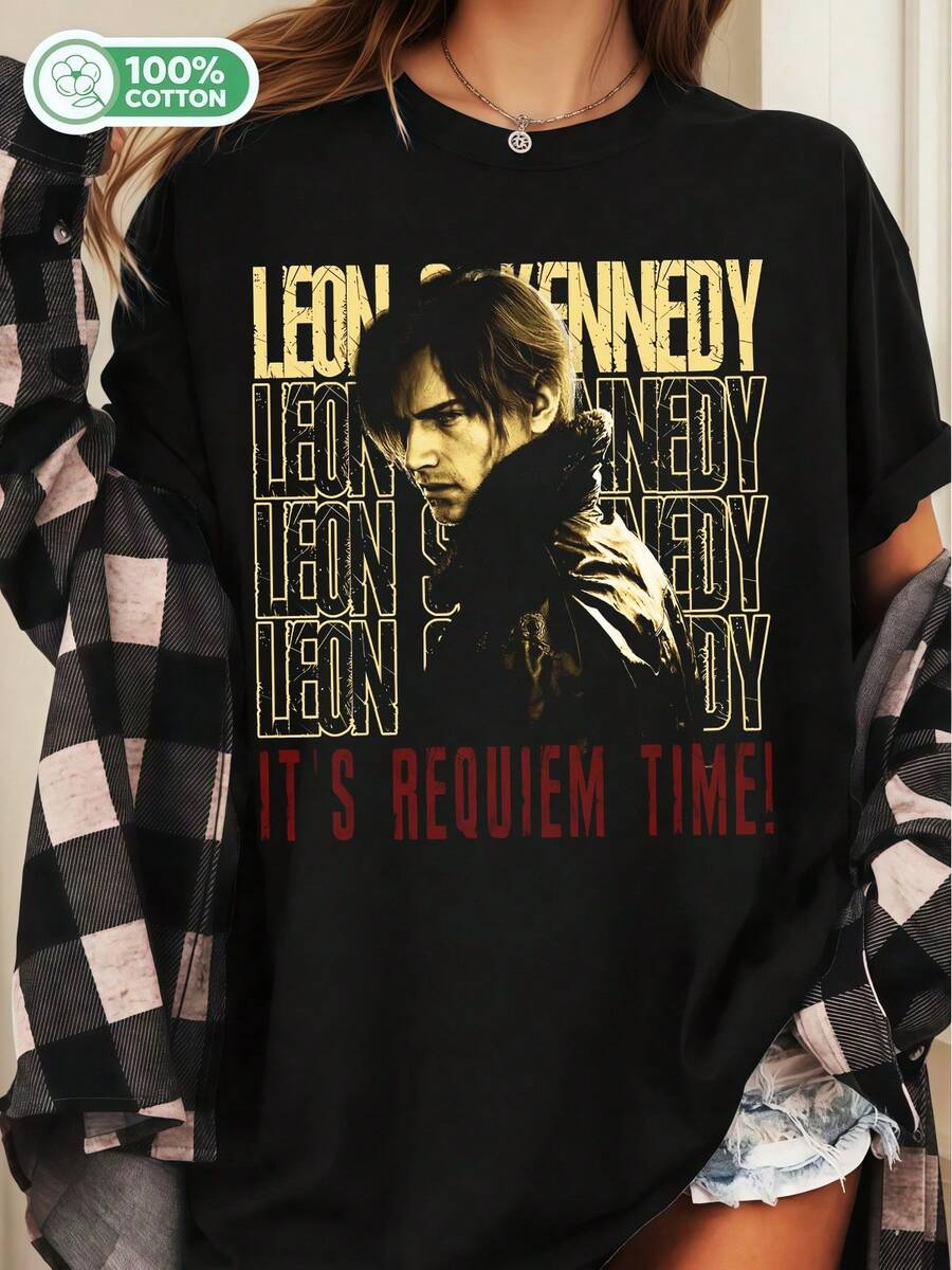 Leon Kennedy Vintage T-Shirt, Requiem Fan Apparel - Replica - Black - View 1