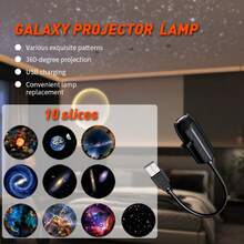 360° Rotating Galaxy Projector Lamp, 3/6/10 Starry Sky Patterns, Replaceable LED Slide, USB Powered. Romantic Atmosphere Decor For Bedroom Ceiling, Outdoor Camping, Astronomy Education, Christmas, Valentine's Day, Birthday Gift - Galaxy Projector - View 13