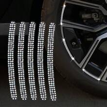 5pcs Universal Diamond Wheel Hub Warning Stickers, Shiny Rhinestone Design, Clear Warning Stripes, Suitable For Cars, Motorcycles, Tricycles, Bicycles, Beautify Vehicle While Ensuring Travel Safety - 5PC Diamond-encrusted Wheel Stickers - View 3