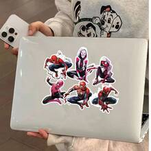 50pcs Marvel Pink Spider Stickers, Spider Man And His Friends Stickers, Perfect For Water Bottles, Laptops, Skateboards, Fashionable Superhero Sticker Pack For Teenagers And Fans. - Multicolor - View 4
