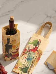 散装红酒瓶礼品袋 - 优雅节日设计 - 结实耐用的无纺布材质，适合生日派对礼物、酒瓶装饰 - 易于封口的设计，包装 - 适合家庭、办公室或商业用途，带模切手柄和密封封口 - 多色4色 - 查看 2