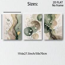 Juego de 3 piezas de arte de pared minimalista moderno con impresión de plantas en acuarela, pintura botánica floral abstracta en verde salvia y beige para decoración de hogar, póster de impresión de plantas abstractas, pintura de plantas verdes, regalo perfecto sin marco - Multicolor - Ver 14