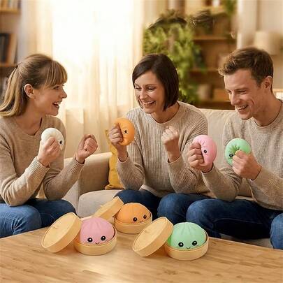 Soft Dumplings, Paired With 2026 New Transformable Bread Squeeze Ball, Suitable As Halloween, Thanksgiving Or Christmas Gift, Or As A Promotional Item, Soft Squeeze Toy [Random Color]