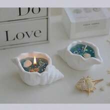 2026 Nouveau - Bougeoir en sculpture de coquillage transparent fait main, objet de collection décoratif thème océanique avec coquillage et sable, décoration d'intérieur élégante, cadeau parfait pour anniversaire, Pâques, Saint-Valentin - Multicolore - Voir 4