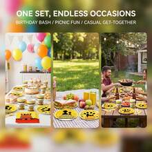 Cartoon Dog-Themed Disposable Plates, Napkins, And Cups - Party Set For 10 People, Suitable For Birthdays, Weddings, Holiday-Themed Parties, Family Picnics, And More. - Multicolor - View 3