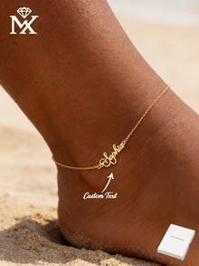 Personalized Name Anklet, Mother's Day Gift, Anklet Bracelet With Name - Multicolor - View 2