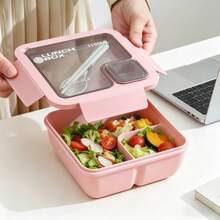 1100ml Adult Bento Lunch Box, Square Meal Prep Container With Utensils And Sauce Compartment, Microwave And Easy To Clean, Suitable For Office, School, Outdoor Hiking - Multicolor - View 1