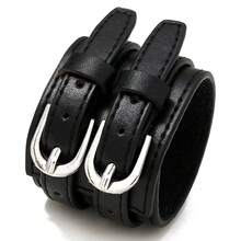 1pc Punk Rock Wide Leather Bracelet, Handmade Rivet Double-Layer Woven Wristband, Suitable For Motorcycle Rider Daily Wear, Exquisite Father's Day Gift - Black - View 14
