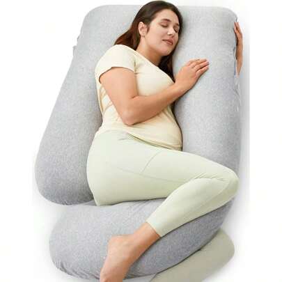 Momcozy U Shaped Pregnancy Pillows With Cotton Removable Cover, 57 Inch Full Body Pillow Maternity Support, Must Have Pregnant Women, Hatha