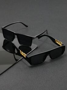 2pcs Men's Fashionable Luxury Style Eyeglasses, Suitable For Various Occasions - Black - View 6