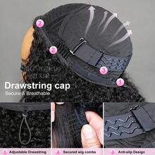 Half Wig Human Hair Jerry Curl With Drawstring Glueless Wear With Or Without Headband Wigs Human Hair For Women Beginner Friendly 200% Density 30 Inch - Natural Black - Xem 8