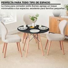 Mesa Comedor Estilo Eames Redonda Laminada para 2 o 3 Personas - Antecomedor, Desayunador, Trabajo para Oficina y Hogar (Blanca 60 * 60) - Blanca 60*60 - Ver 6