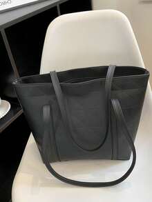 Bolso de mano de gran capacidad para mujer, nueva llegada de bolso de hombro versátil y de moda para ir al trabajo - Negro - Ver 8