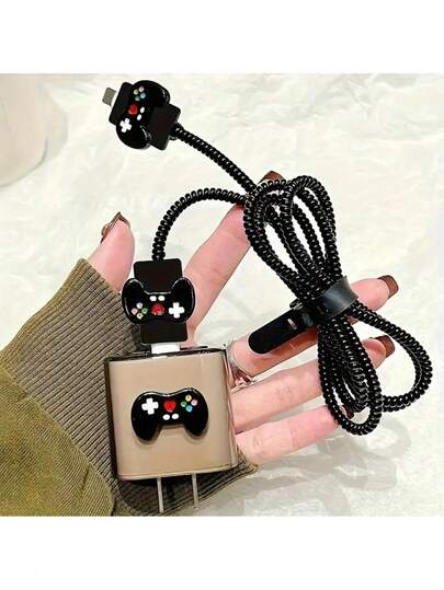 Juego de 5 piezas de protectores de cable de carga de consola de juegos de carga rápida, a prueba de arañazos y caídas, compatible con cargador Apple 20W, protector de cabezal y cable de carga de consola de juegos de dibujos animados, regalo de cumpleaños o Día de la Madre